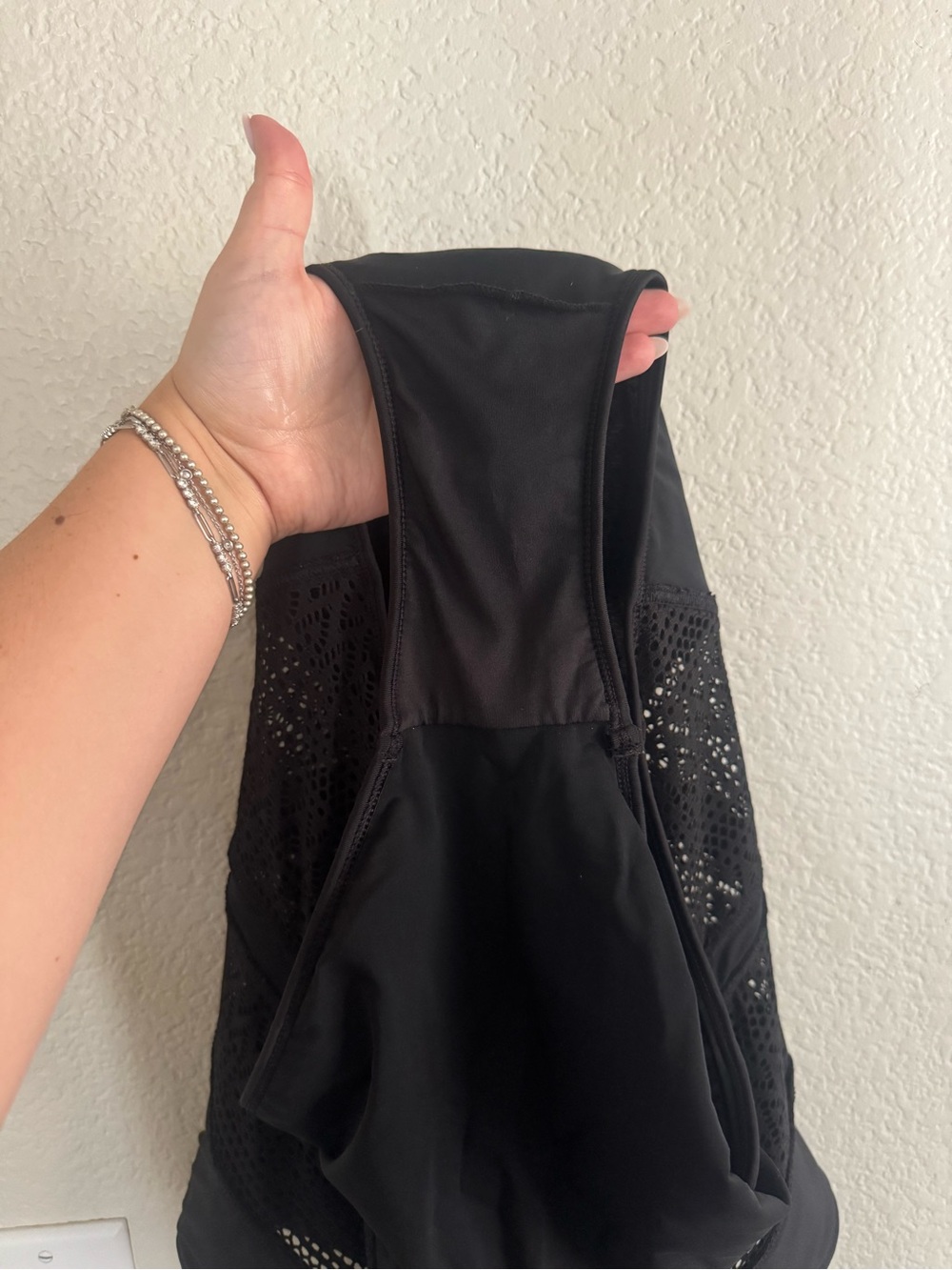 Black Crochet Lace One-Piece Swimsuit - Picture 9 of 13